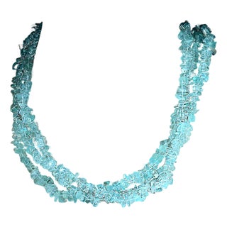 Aria Jewelry Design Aqua Color Beaded Necklaces Set, 33-Inch Infinity Style For Sale