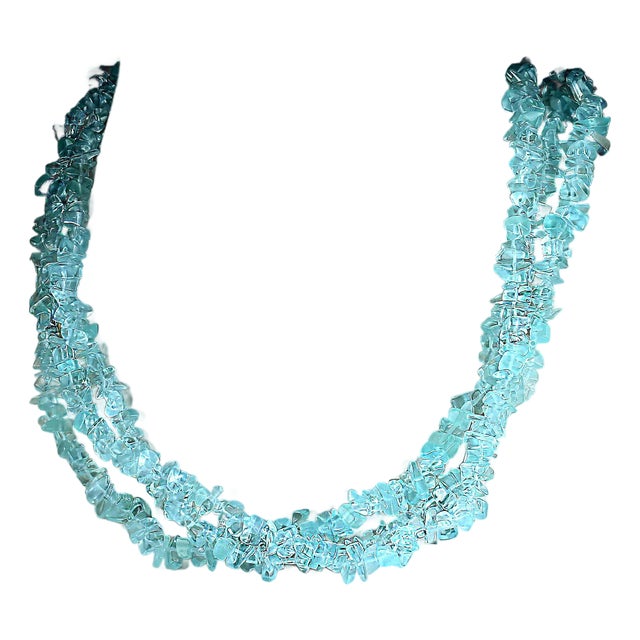 Aria Jewelry Design Aqua Color Beaded Necklaces Set, 33-Inch Infinity Style For Sale