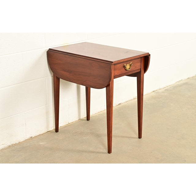 Henkel Harris Georgian Solid Cherry Wood Drop Leaf Pembroke Side Table For Sale - Image 15 of 15