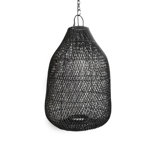 Black Wicker Bottle Lantern Small For Sale - Image 4 of 9