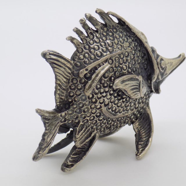 1950s Vintage Italian Handmade Silver Longnose Butterfly Fish Figurine by Donati, Tuscany, 1950s For Sale - Image 5 of 14