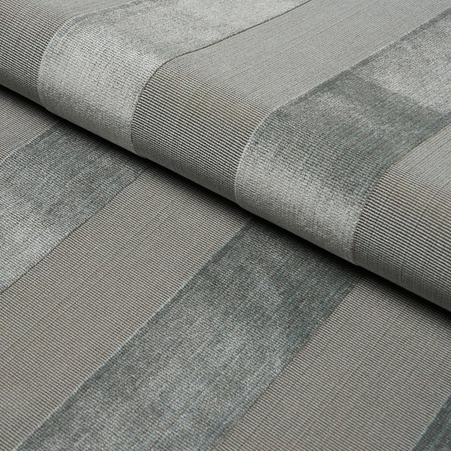 Schumacher SAMPLE - Schumacher Cunard Strie Velvet Fabric In Ice For Sale - Image 4 of 4