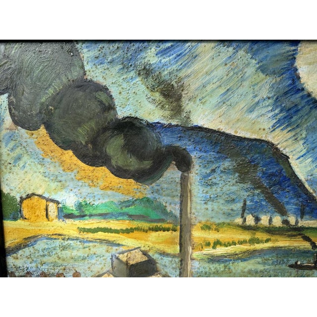 Large Expressionist Factory Painting, Poland For Sale - Image 4 of 10