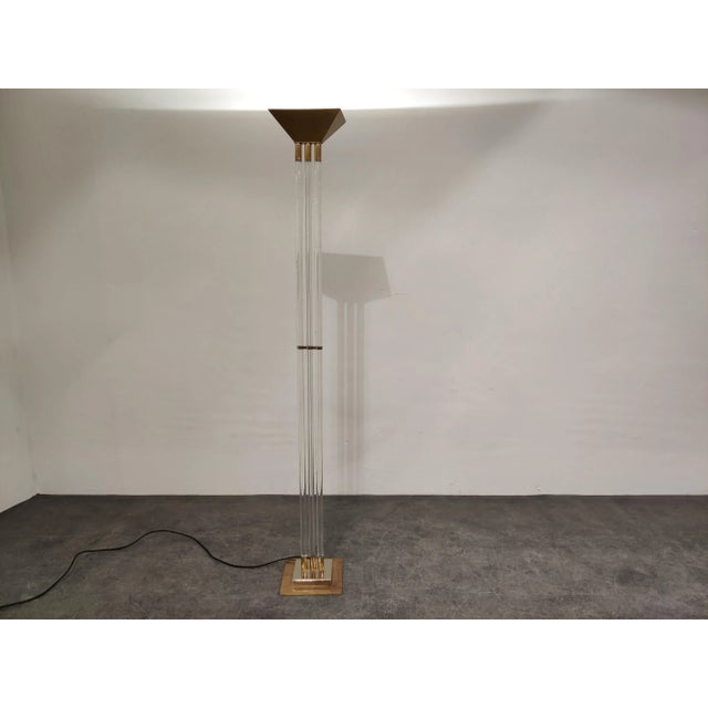 Vintage Brass and Acrylic Glass Floor Lamp from Belgo Chrom, 1970s For Sale - Image 9 of 11