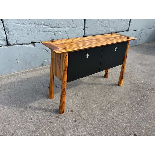 Black Console Table With Two Drawers, Zebrawood, Black For Sale - Image 8 of 12