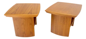Pair Mid Century Danish Mid Century Modern Teak End Side Table Nightstands