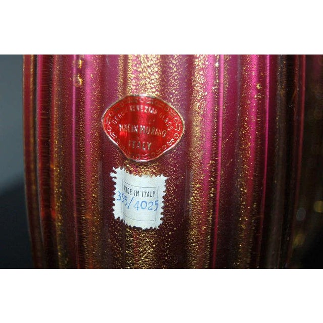 1940s Vintage Murano Glass Lamps Cranberry & Cream For Sale - Image 5 of 9