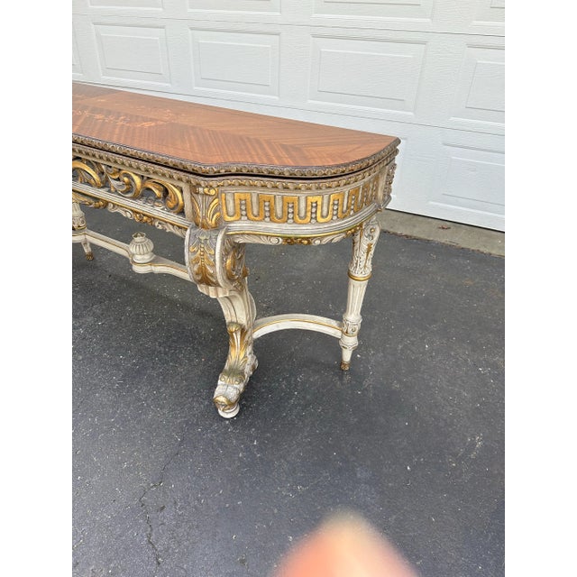 Louis XVl Style Gold Gilt Inlaid Flip Top Server For Sale - Image 4 of 12