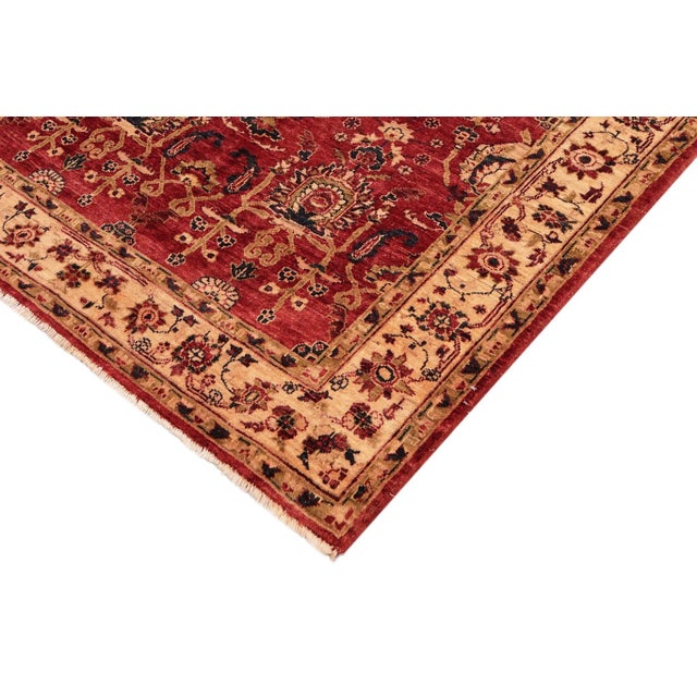 Boho Chic Ziegler Red Ivory Hand-Knotted Wool Rug - 5'2'' X 5'10'' For Sale - Image 4 of 8