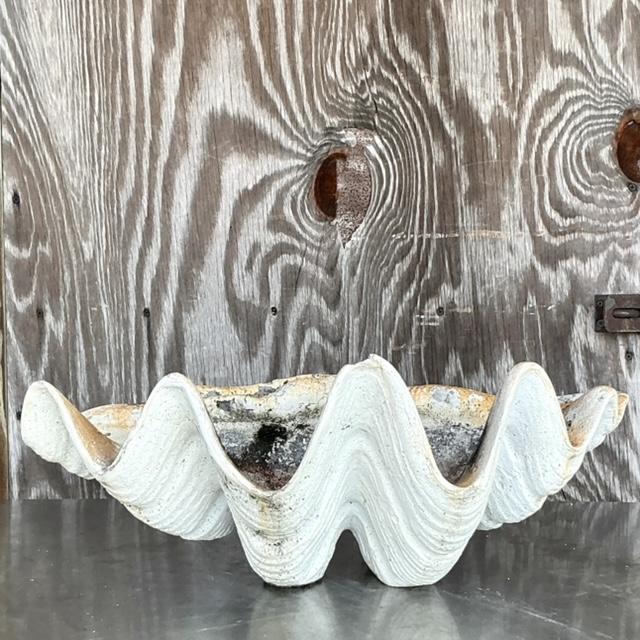 Vintage Costal Gigas Resin Clam Shell For Sale In West Palm - Image 6 of 8