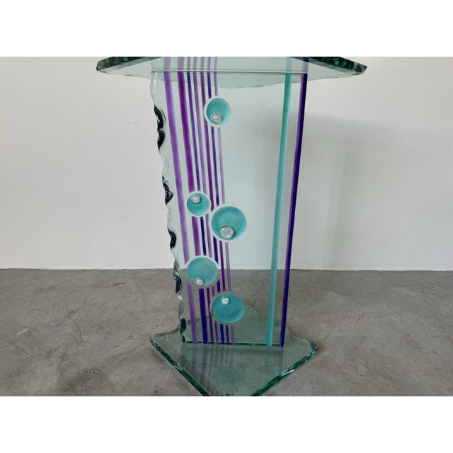 Glass 1980s Italian Postmodern Art Glass Pedestal - Side Table/ Sold For Sale - Image 7 of 12