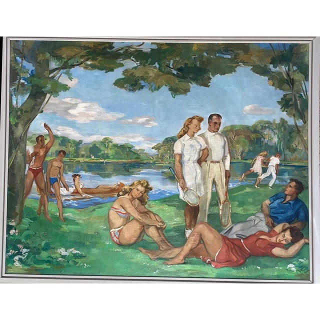 Paul Girol, Landscape, 1955, Large Oil on Canvas For Sale - Image 10 of 10