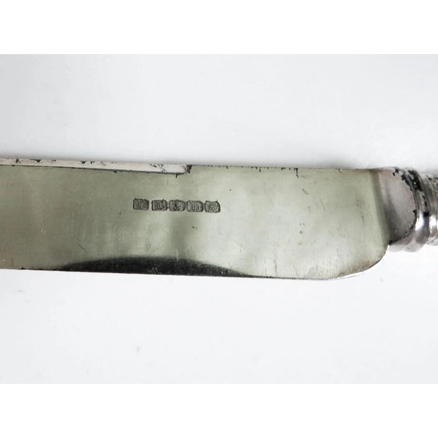 Antique English Mother of Pearl & Silverplate Knives - Set of 18 For Sale - Image 4 of 5