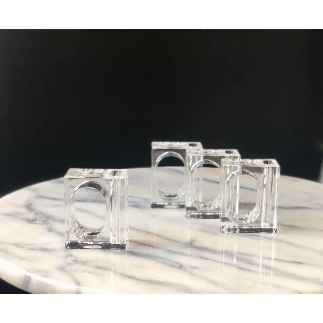 Mid 20th Century Lucite Mid-Century Bud Vase Napkin Rings- Set of 4 For Sale - Image 5 of 5
