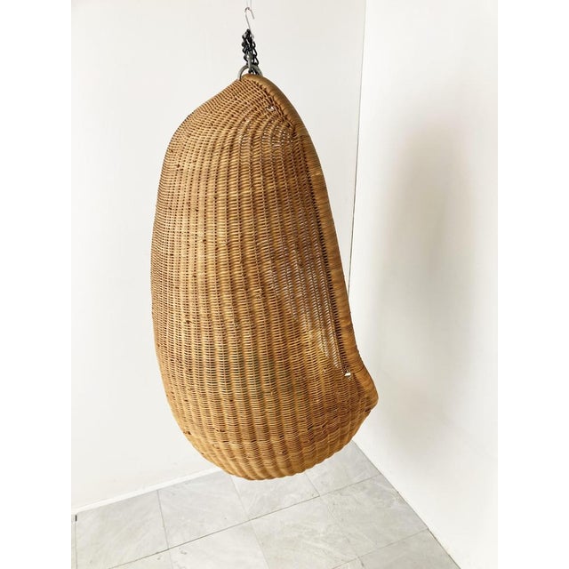 Brown Vintage Hanging Egg Chair attributed to Nanna Ditzel, 1960s For Sale - Image 8 of 12