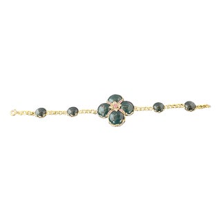 Antique Bracelet in 18k Gold and Heliotrope Jasper, 1890s For Sale