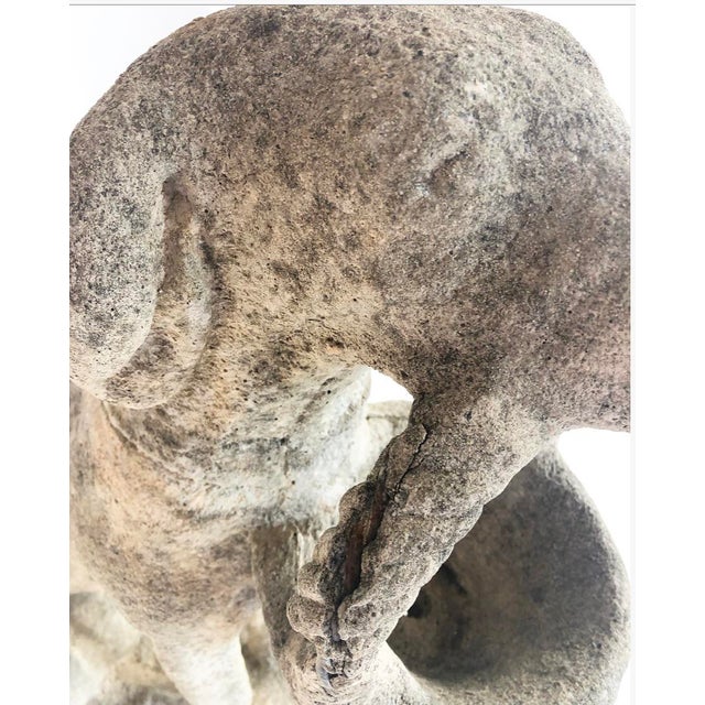 Antique Concrete Dog With Basket Garden Statue Chairish