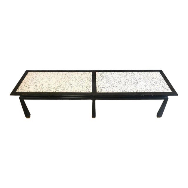 Mid-Century Black Lacquer and Terrazzo Coffee Table/Bench Attributed to Harvey Probber For Sale
