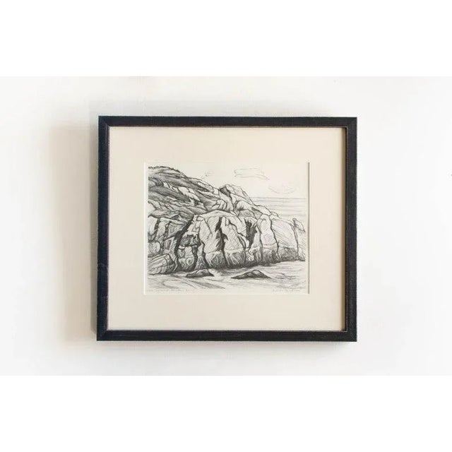 Black Antique Etching Limited Edition Original Signed American Artist Adele Watson 1873 - 1947 Titled "Sea Carmel Rocks" For Sale - Image 8 of 8