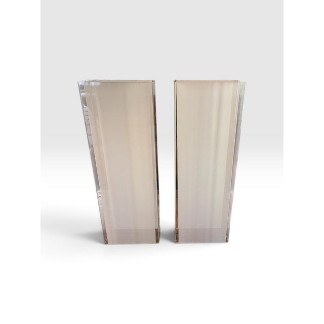 1990s 1990s Pablo Designs San Francisco Frosted Lucite Architectural Table Lamps - a Pair For Sale - Image 5 of 12