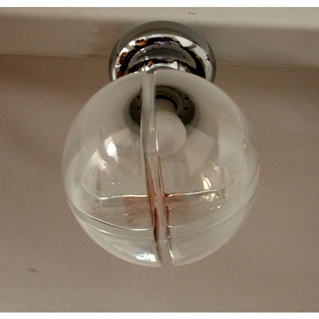 Red Mid-Century Italian Glass and Chrome Metal Pendant Light, 1960s For Sale - Image 8 of 9