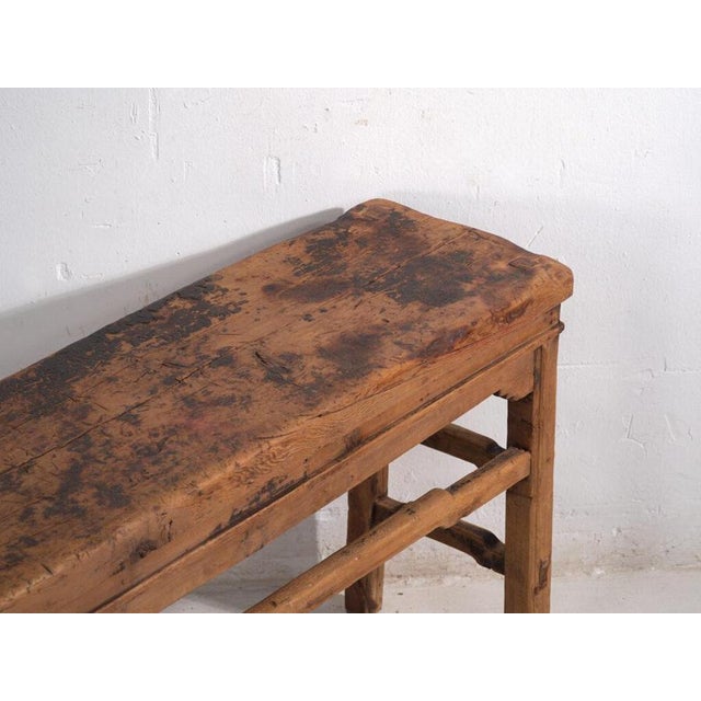 Antique chinese console altar table in solid elm wood, structure of monumental length, originally from shanxi and dated...