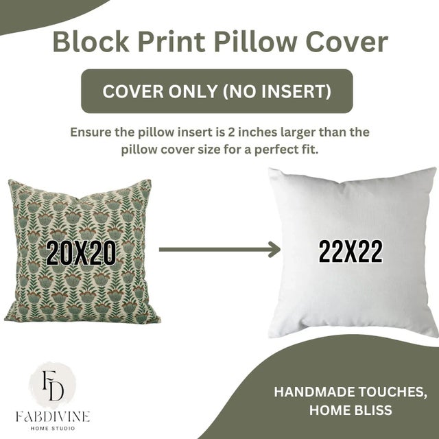 Not Yet Made - Made To Order Fabdivine Artistic Block Lotus Print Pillow Cover in Linen Blend- 24x24 For Sale - Image 5 of 5