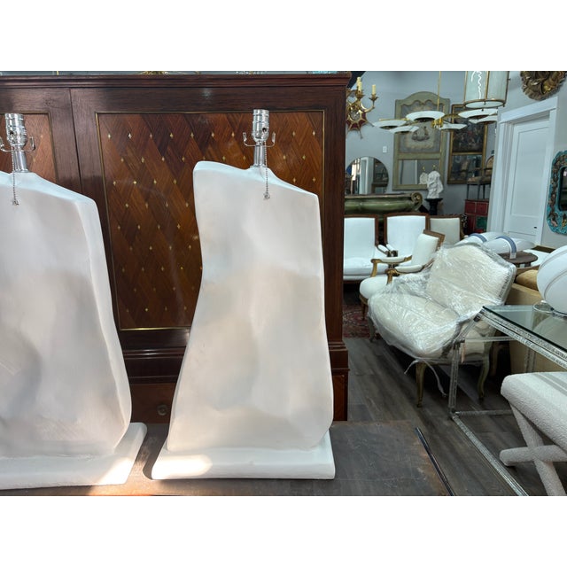 Mid-Century Modern 1950s Pair of French Modern Plaster Lamps For Sale - Image 3 of 12