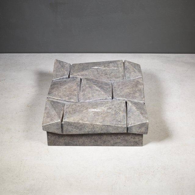 Gray R & Y Augousti Shagreen Decorative Rhombas Box For Sale - Image 8 of 12