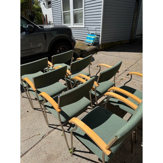 Green Set of 8 Geiger Breck Armchairs - Herman Miller / Modern Office Chairs For Sale - Image 8 of 12