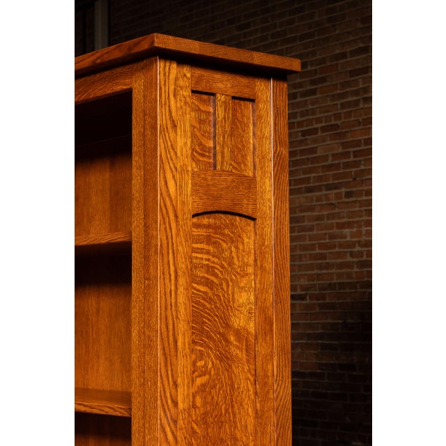 Brown Vintage Custom Quartersawn Oak Library Bookcase Set by Weaver For Sale - Image 8 of 15