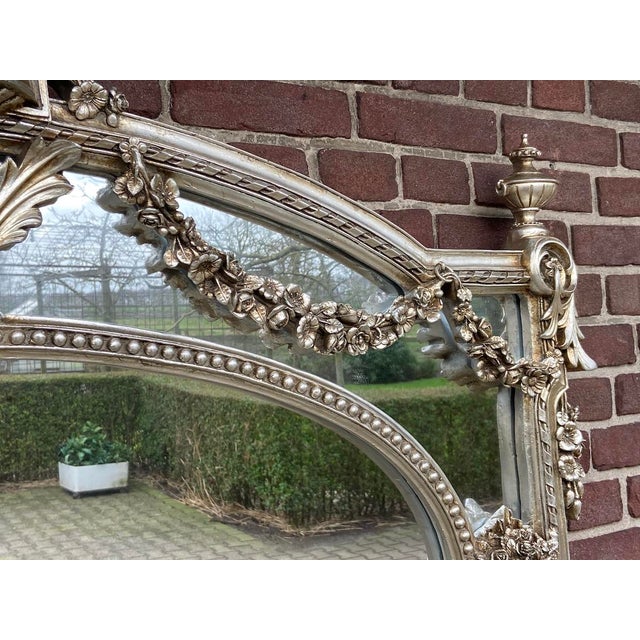 Wood Late 20th C Italian Baroque Silver Beech Wall Mirror - 1 Pc For Sale - Image 7 of 15