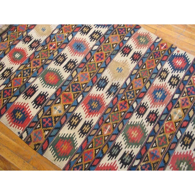 Late 19th Century 1890s Multicolor Stripe Antique Caucasian Kilim 4' 2" X 8' 6" Flatweave Wool Carpet For Sale - Image 5 of 5