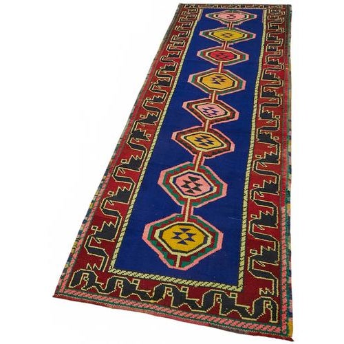 Boho Chic Multicolor Bohemian Runner Rug For Sale - Image 3 of 7
