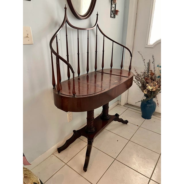 Vintage Wood Planter Console Table With Spindle Back For Sale - Image 4 of 6