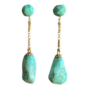 Persian Turquoise + 14k Gold Drop Earrings