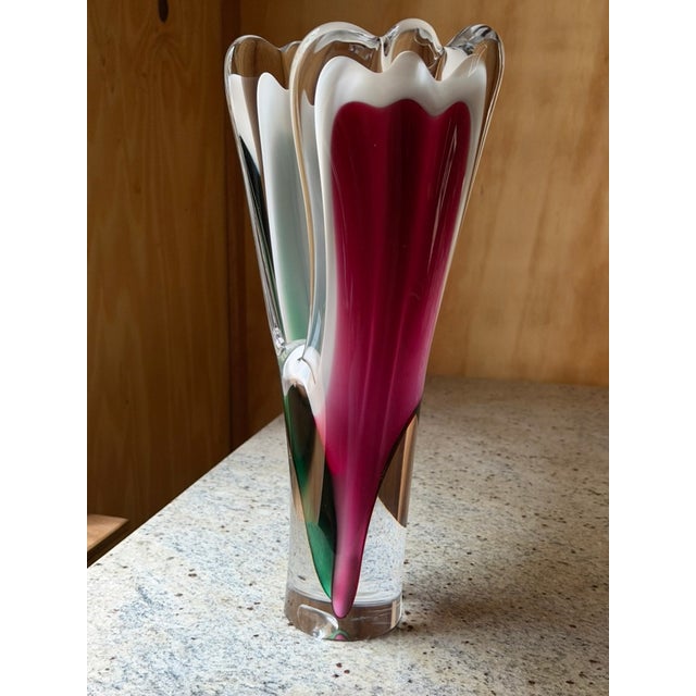 Forest Green Coquille Vase in Art Glass from Flygsfors, Sweden, 1950s-1960s For Sale - Image 8 of 14