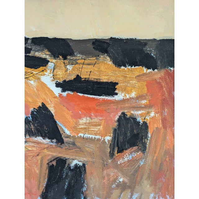 Mid-Century Modern 'Abstract Horizon' Vintage Swedish Abstract Landscape Oil Painting, Framed For Sale - Image 10 of 12