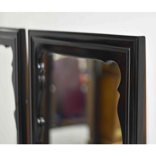 Black Mid Century Chinoiserie Black Lacquer Mirrors by Raymond Sobota for Century Furniture Chin Hua Collection - A Pair For Sale - Image 8 of 9