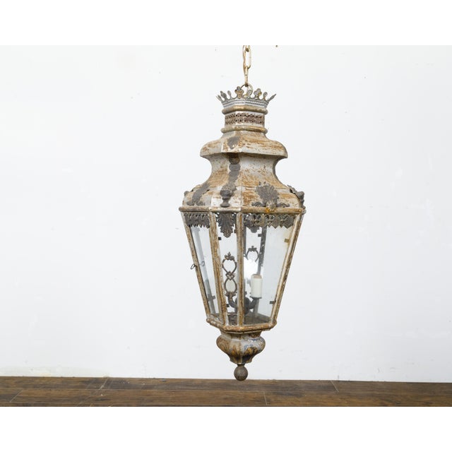 19th Century Italian Tôle Four-Light Lantern with Palmette Motifs, USA Wired For Sale - Image 11 of 12