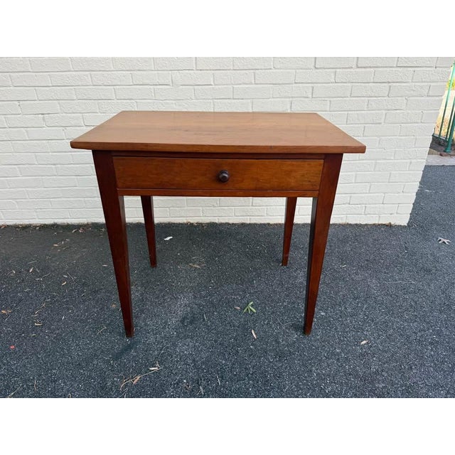 19th Century 19th Century Antique Hepplewhite Style .Solid Cherry One Drawer Tavern Work -Side Table For Sale - Image 5 of 10