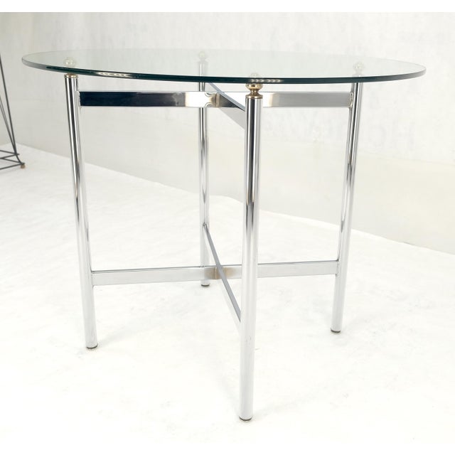 Italian Chrome & Brass X Base Round 36" Diameter Top Gueridon Breakfast Table For Sale - Image 6 of 8