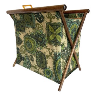 Vintage X-Base Knitting Sewing Folding Basket For Sale