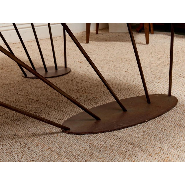 Wood Mid 20th Century Oak Dining Table With Sculptural Iron Base For Sale - Image 7 of 12