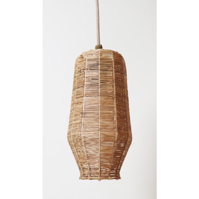 Mid-Century Modern Straw Pendant Lights, 1950s, Set of 3 For Sale - Image 3 of 17