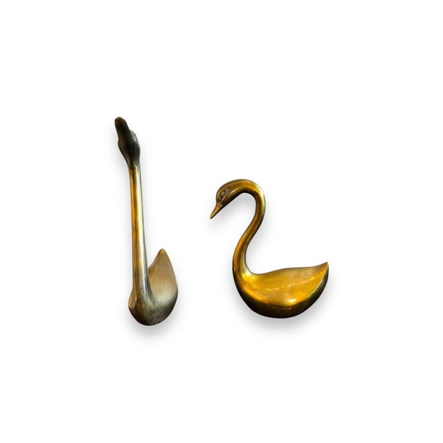 Mid-Century Modern Set of 2 - 1980s Brass Swans For Sale - Image 3 of 4