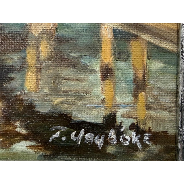 F. Yayboke Turkish Coastal Seascape Signed Oil Painting, Circa 1960's For Sale - Image 11 of 12