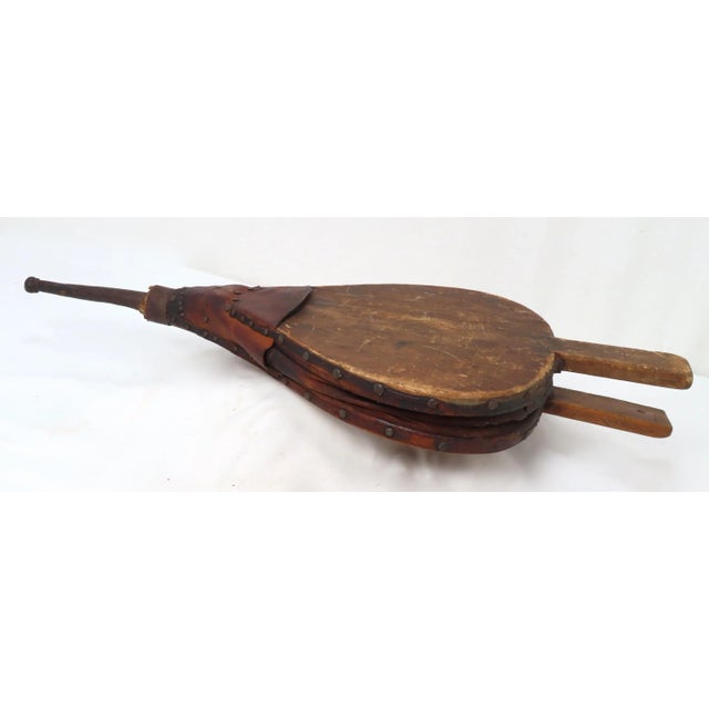 Antique American Primitive Blacksmith Made Fireplace Bellows For Sale - Image 9 of 13