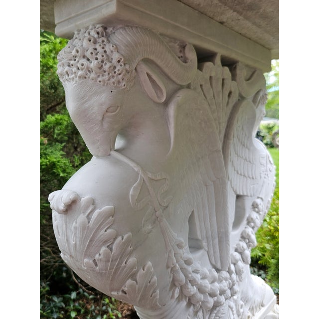 Neoclassical Early 20th Century Antique Carved Marble Garden or Center Table For Sale - Image 3 of 12
