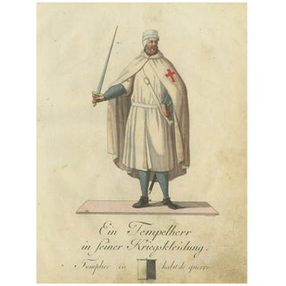 Schwan, Knight Templar in War Attire, 1791, Hand-Colored Engraving For Sale